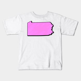 Pink Pennsylvania Outline Kids T-Shirt
